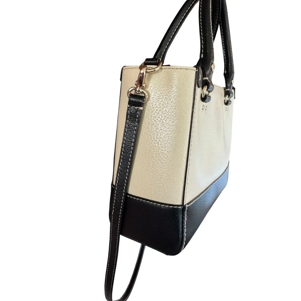 Kate Spade New York Shoulder Strap Black Cream Leather Bag Satchel Red Interior‎